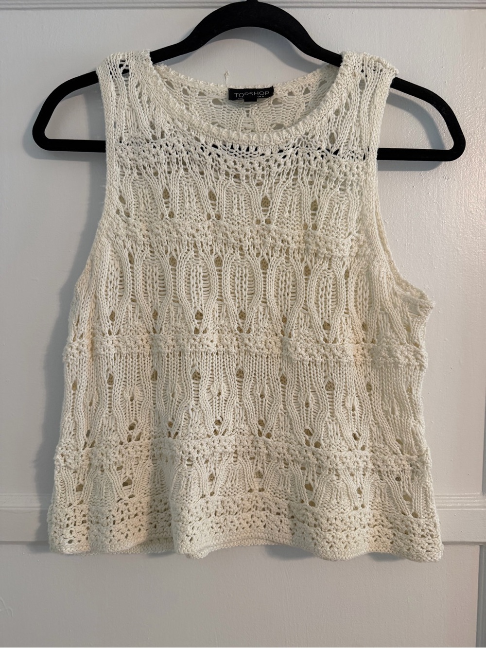 Topshop Cream Crochet Tank Top - Open Knit Sleeveless Top